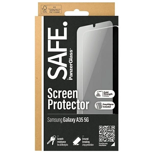 „Panzer Glass“ „Samsung Galaxy A35 5G“ itin plataus diagonalo „EasyAligner“ stiklas, pagamintas „Safe“