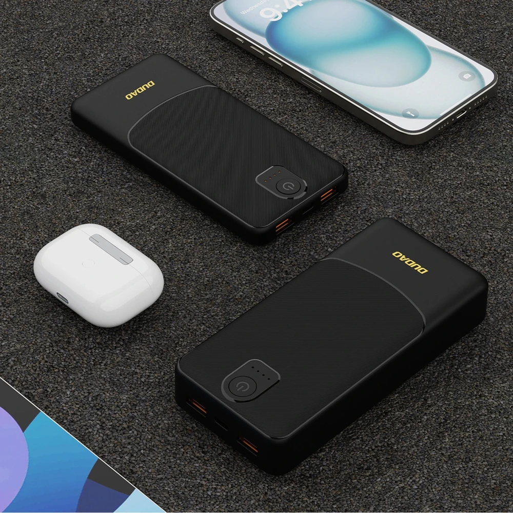 Powerbank Dudao K10 10000mAh 2.4A 2 x USB-A – juodos spalvos