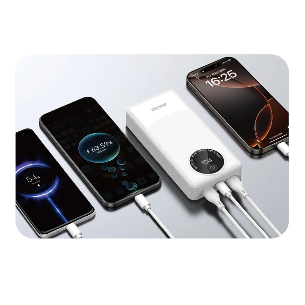 Powerbank Dudao K12Pro 22.5W PD 20000mAh USB-A, USB-C - baltos spalvos