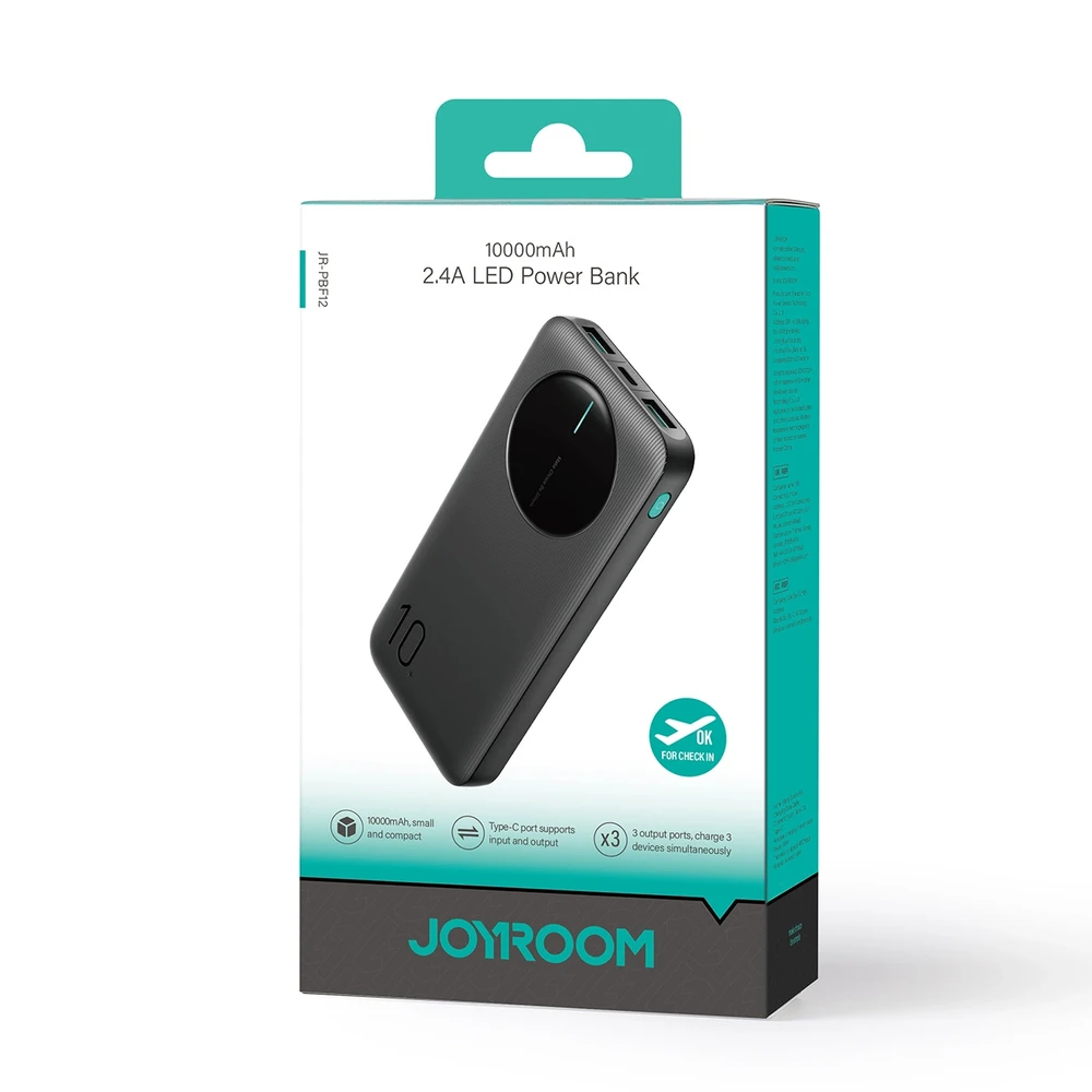 Išorinė baterija Power Bank Joyroom JR-PBF12 10000mAh juoda