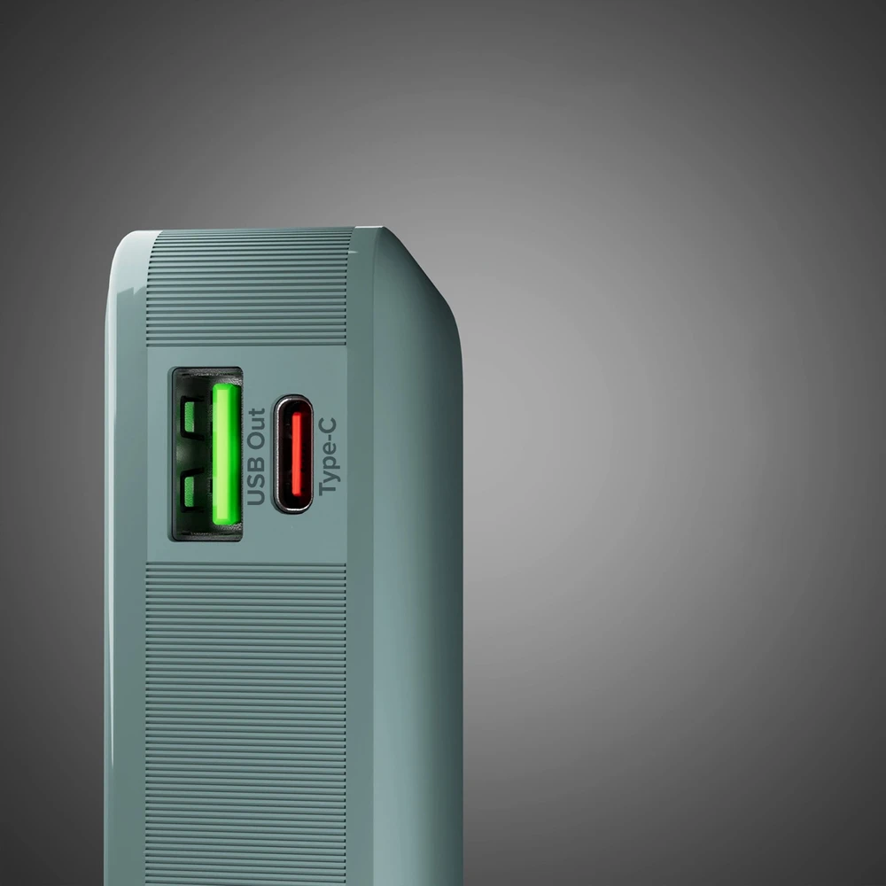 Išorinė baterija SBS 10000 mAh 20W su integruotu USB-C laidu ir skaitmeniniu ekranu - pilka
