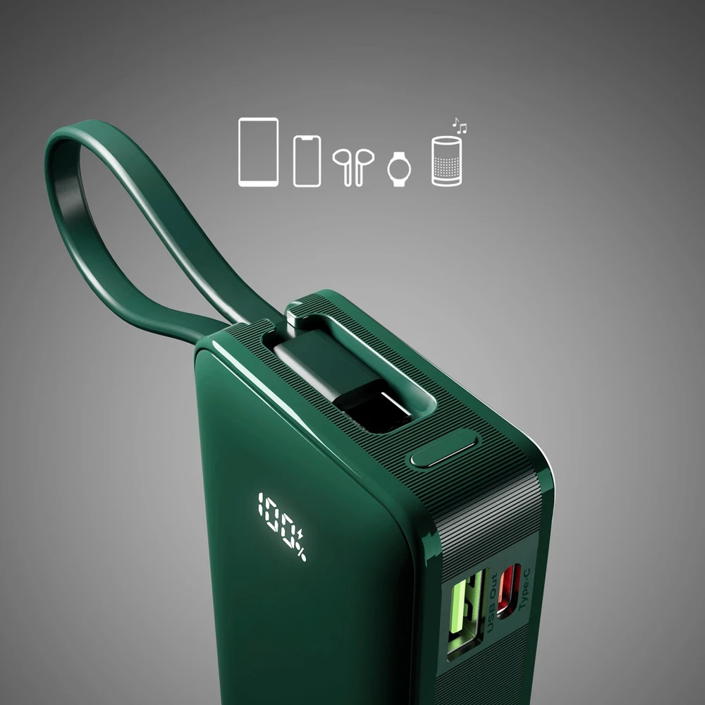 SBS 10000 mAh USB-C žalia