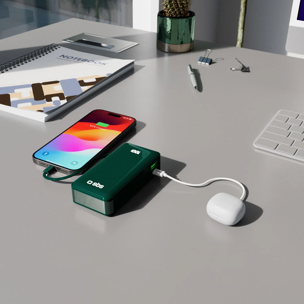 SBS 10000 mAh USB-C žalia