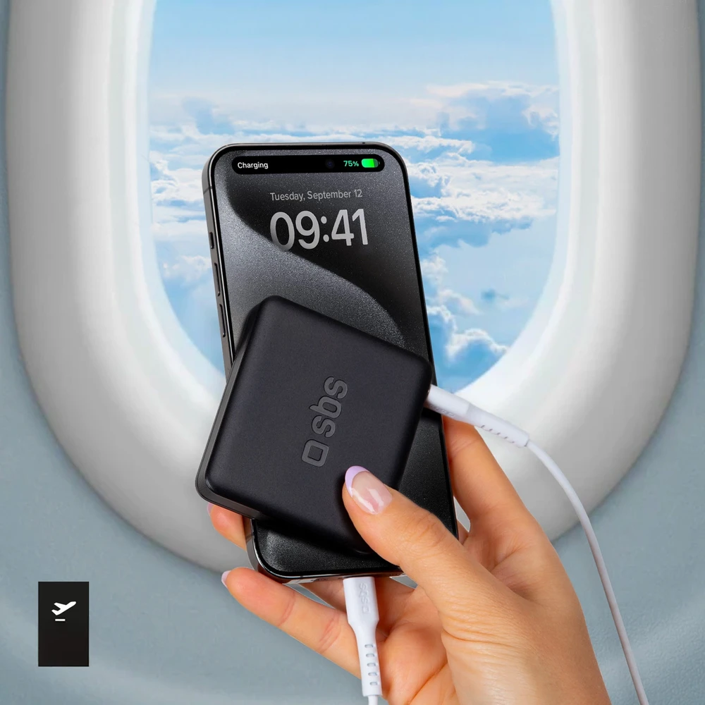 Powerbank SBS NanoTube 5000 mAh High-Density - juodos spalvos