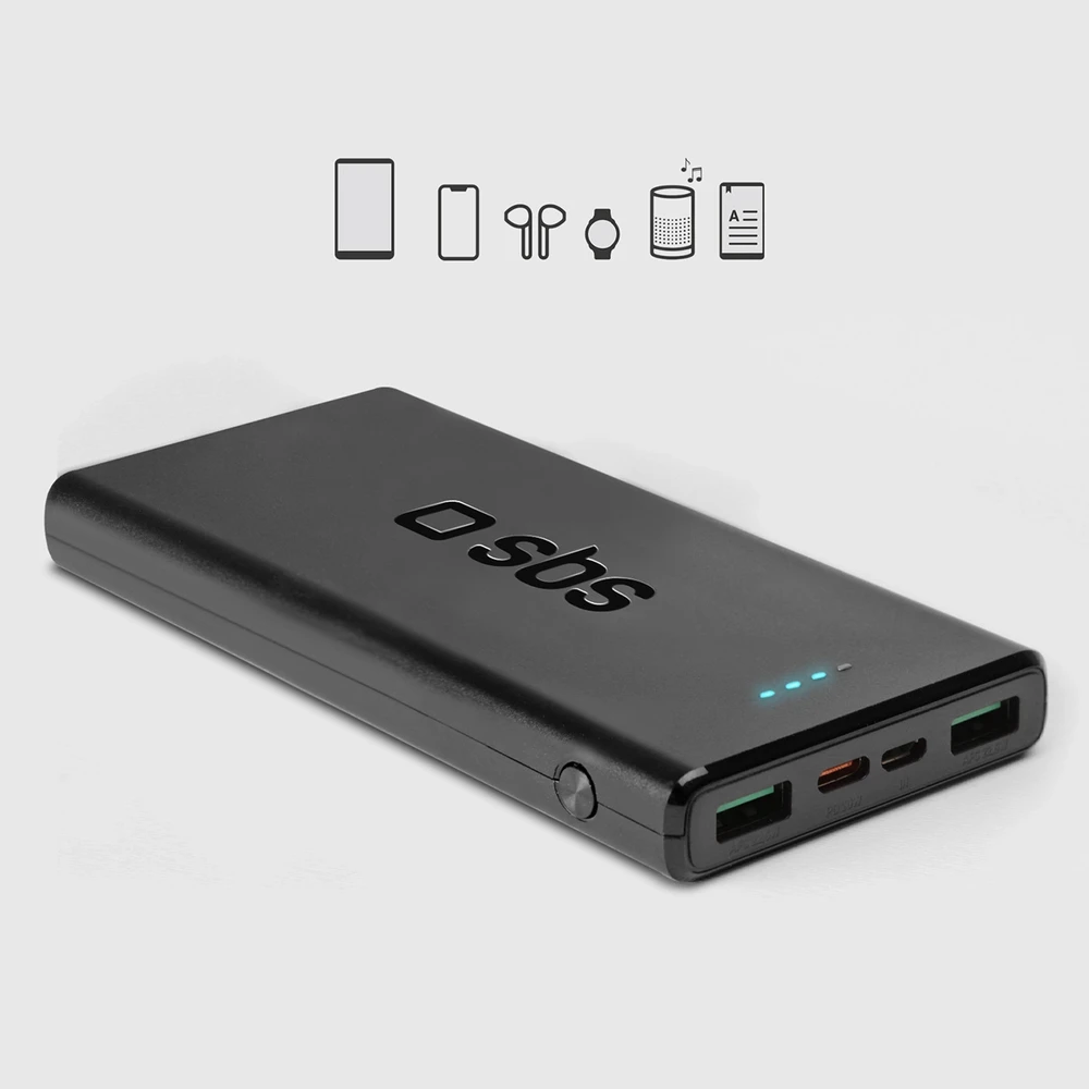 Išorinė baterija SBS TTBB10000FASTPD20K 10000 mAh 20W su maitinimo šaltiniu – juodas