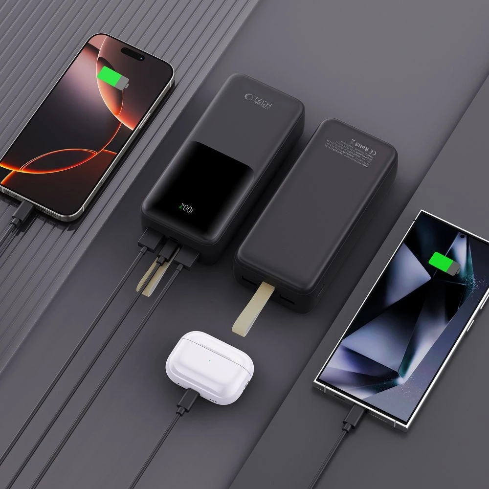 Powerbank Tech-Protect PB03 30000mAh 22.5W - juodas