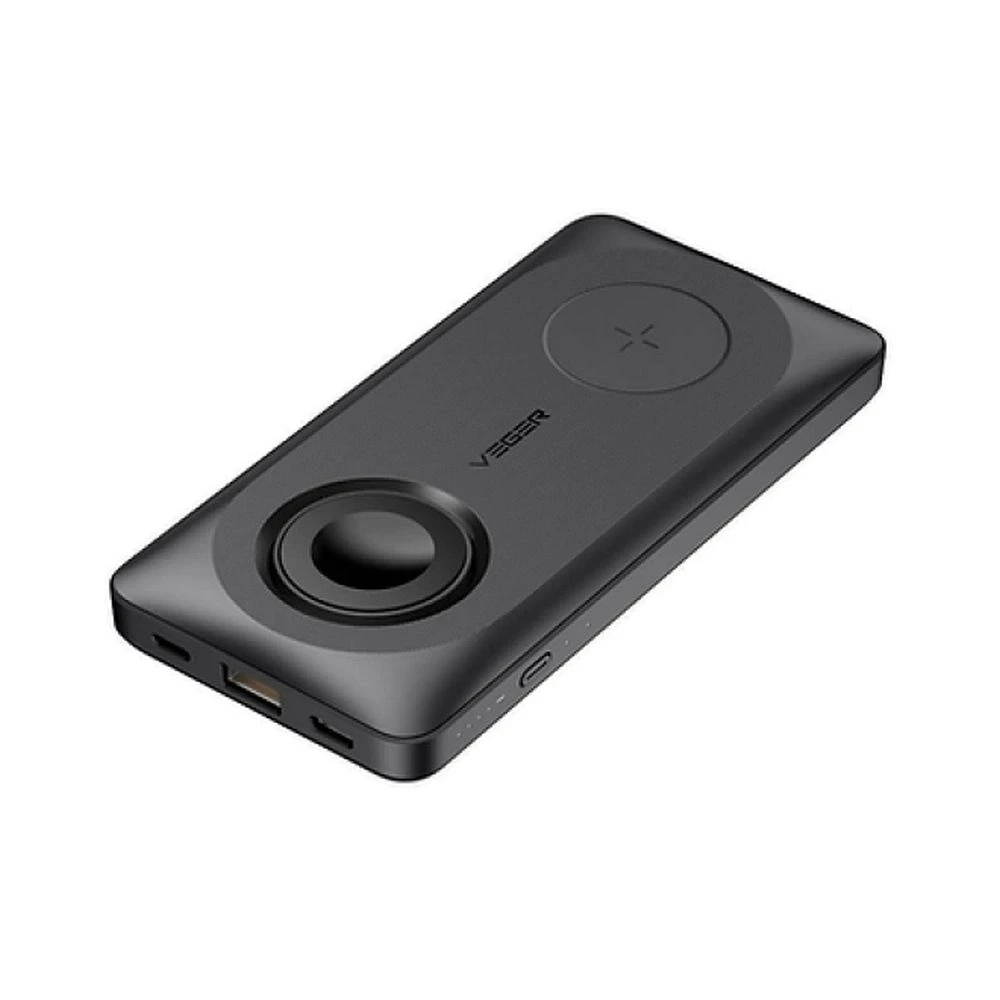 Nešiojamoji baterija, suderinama su „Magsafe Veger MagMulti“ (W1156) PD QC3.0 3A 22,5W 10000 mAh, su belaidžiu įkrovimu, juoda