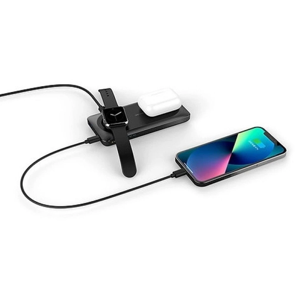 Nešiojamoji baterija, suderinama su „Magsafe Veger MagMulti“ (W1156) PD QC3.0 3A 22,5W 10000 mAh, su belaidžiu įkrovimu, juoda