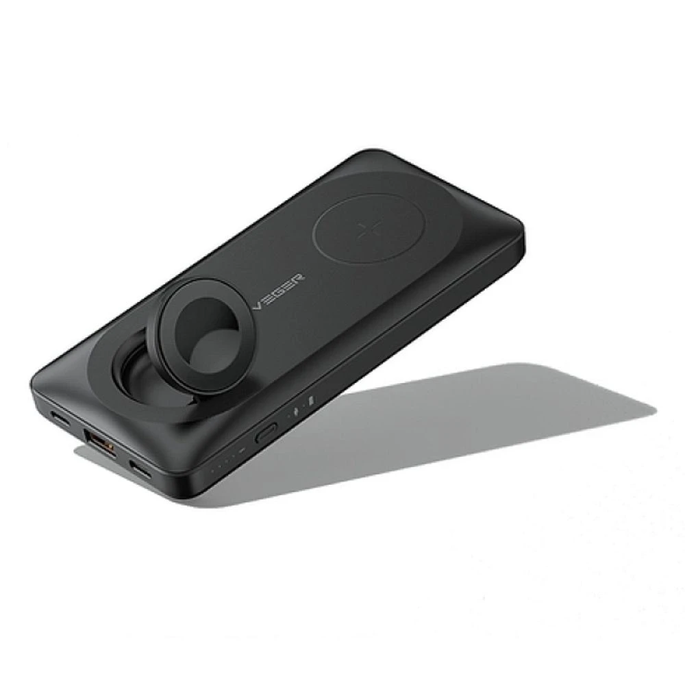 Nešiojamoji baterija, suderinama su „Magsafe Veger MagMulti“ (W1156) PD QC3.0 3A 22,5W 10000 mAh, su belaidžiu įkrovimu, juoda