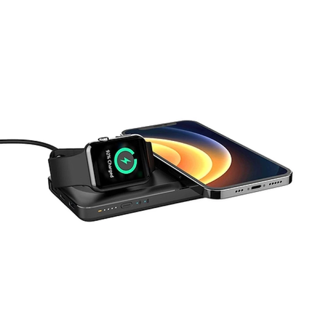 Nešiojamoji baterija, suderinama su „Magsafe Veger MagMulti“ (W1156) PD QC3.0 3A 22,5W 10000 mAh, su belaidžiu įkrovimu, juoda