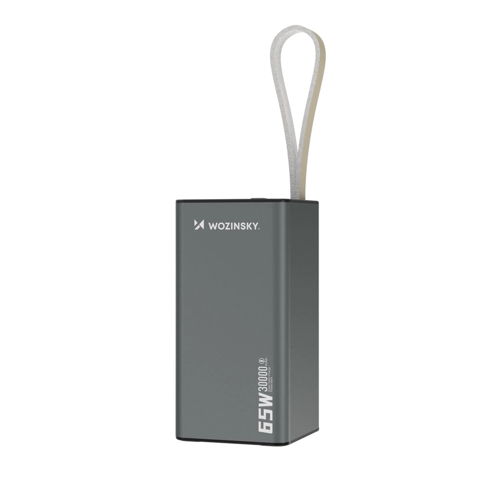 Powerbank Wozinsky K65+ 65W 30000mAh 2x USB-C, 1x USB-A 65W – pilka
