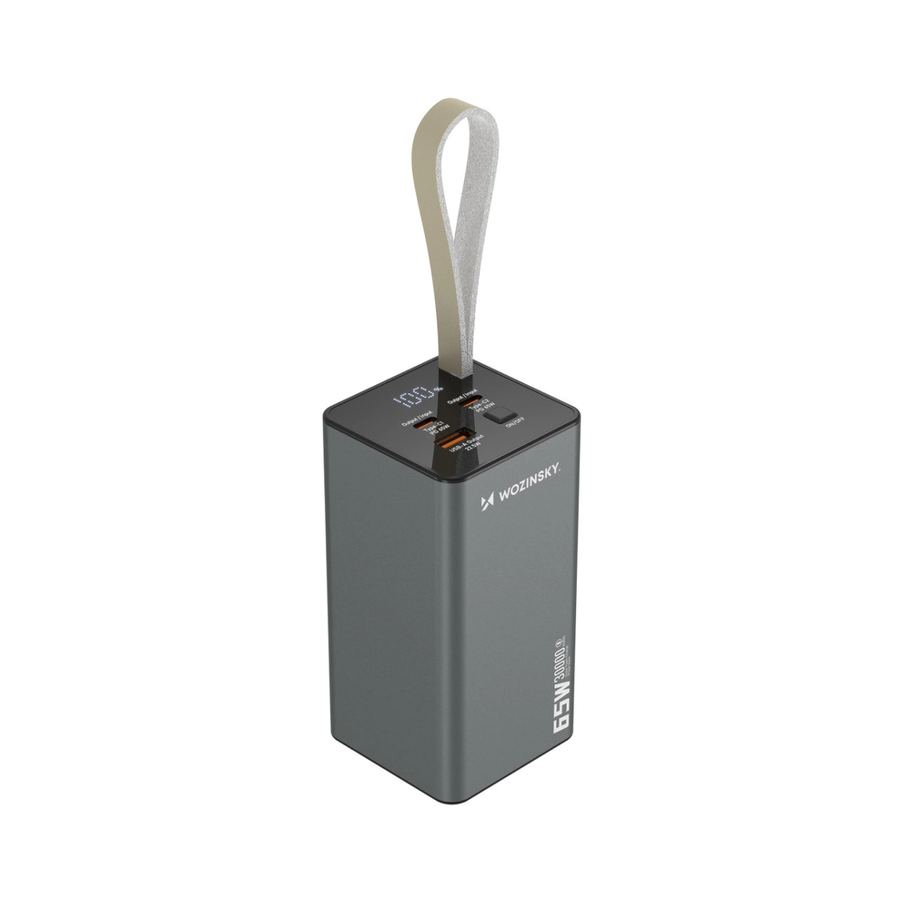 Powerbank Wozinsky K65+ 65W 30000mAh 2x USB-C, 1x USB-A 65W – pilka