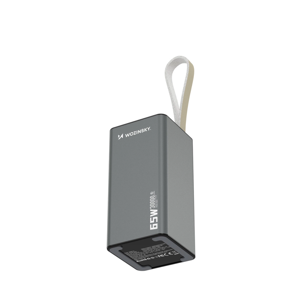 Powerbank Wozinsky K65+ 65W 30000mAh 2x USB-C, 1x USB-A 65W – pilka
