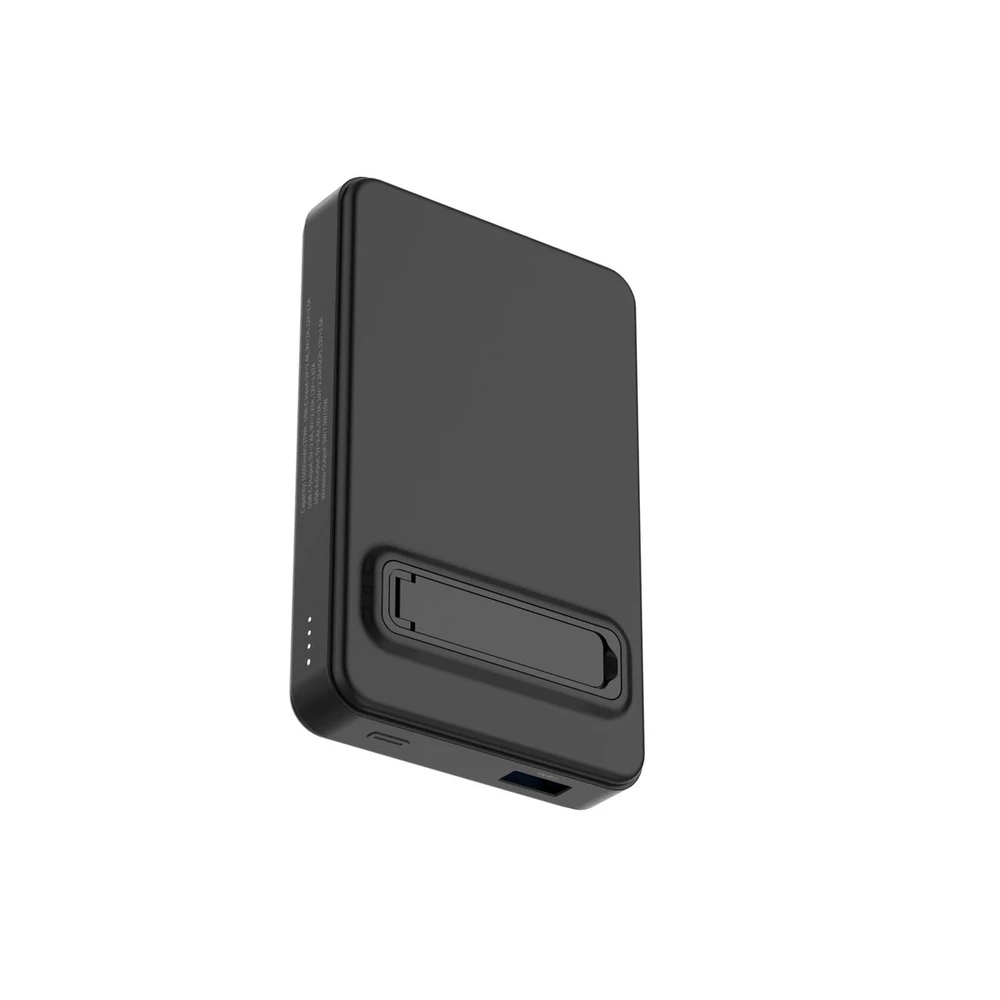 Powerbank Wozinsky WLWP-10KA0Y3S 22.5W PD Qi2 10000 mAh, su stoveliu, 1x USB-A, 1x USB-C – juodos spalvos