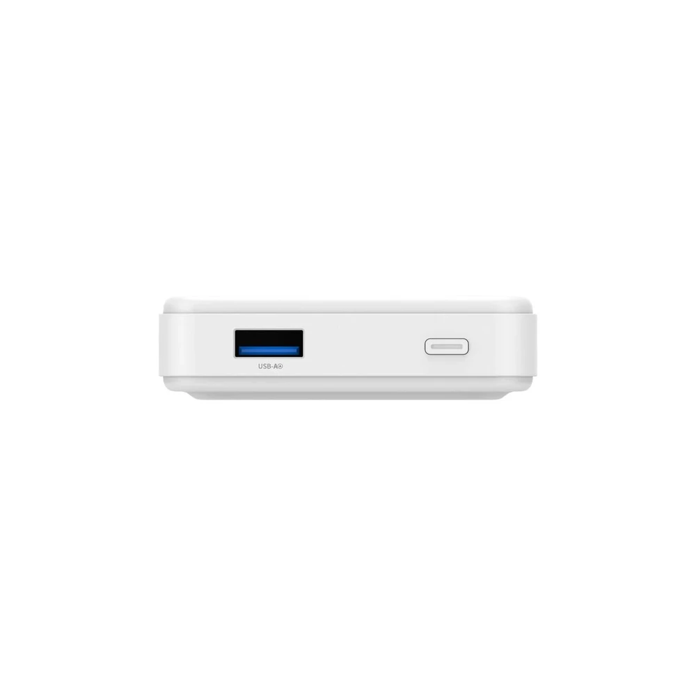 Powerbank Wozinsky WLWP-10KA0Y3WS 22.5W PD Qi2 10000 mAh, su stoveliu, 1x USB-A, 1x USB-C – baltos spalvos