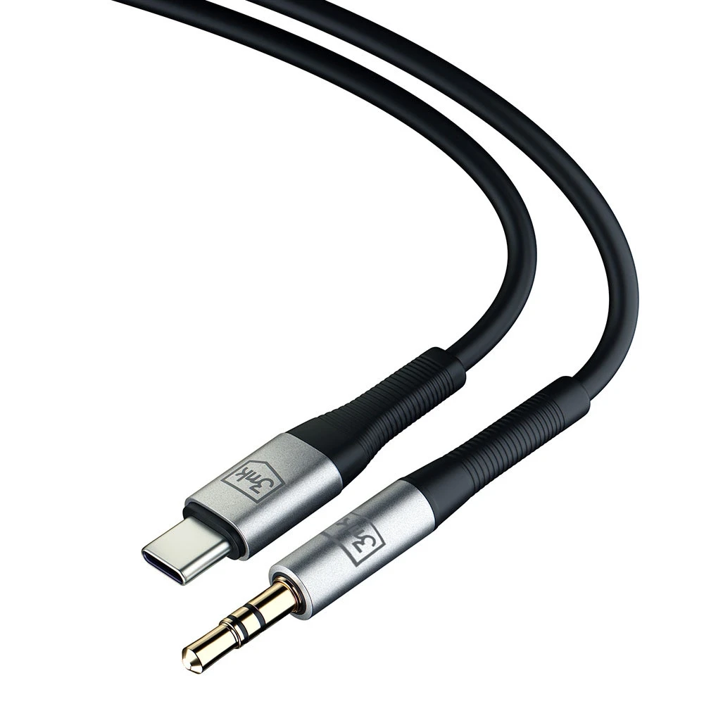 3MK AUX kabelis USB-C – 3,5 mm lizdas 1 m