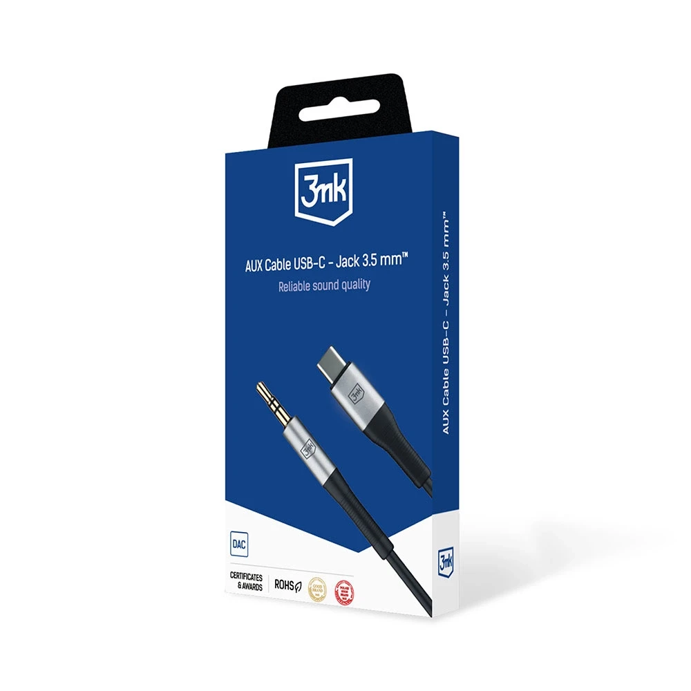 3MK AUX kabelis USB-C – 3,5 mm lizdas 1 m