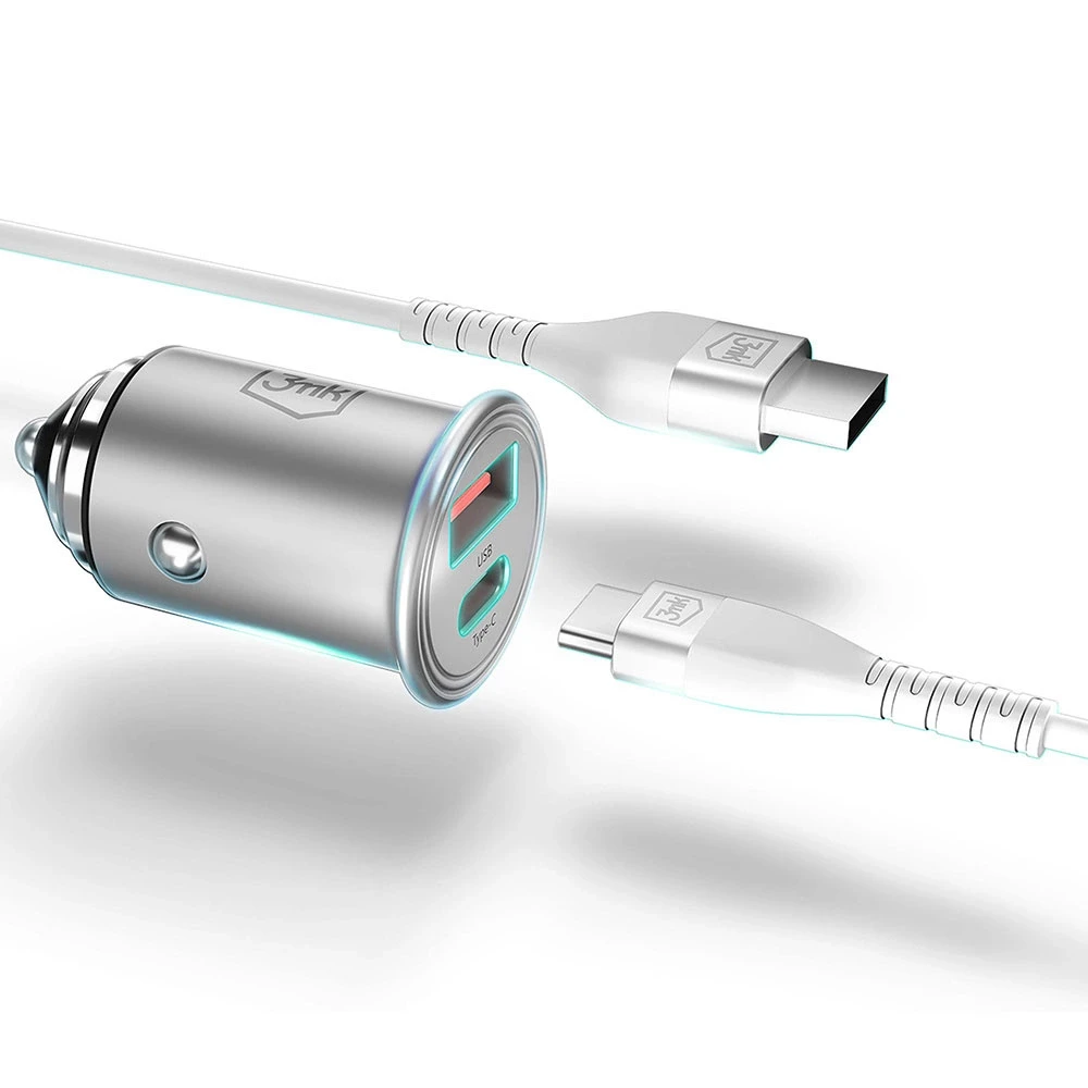 3MK Hyper automobilinis įkroviklis 45W automobilinis įkroviklis 1xUSB-A + 1xUSB-C