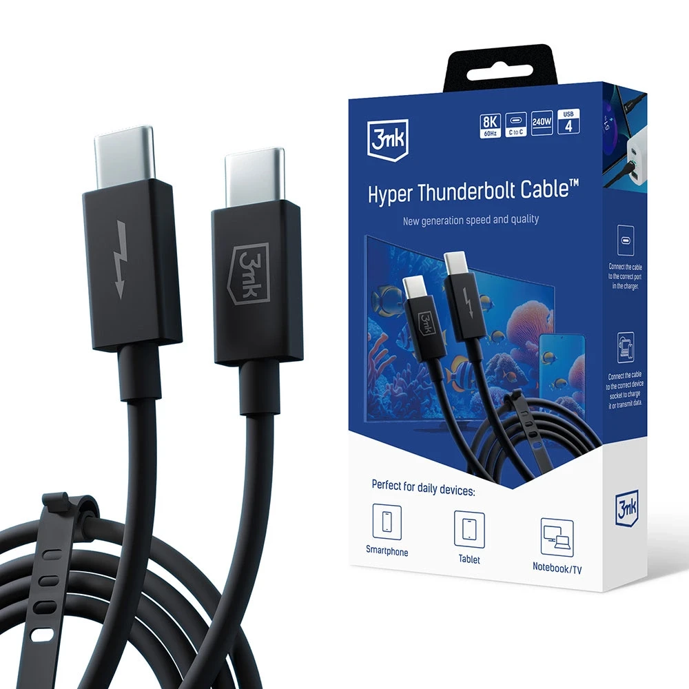 3MK Hyper ThunderBolt Kabelis USB-C/USB-C 1m 240W 5A 8K