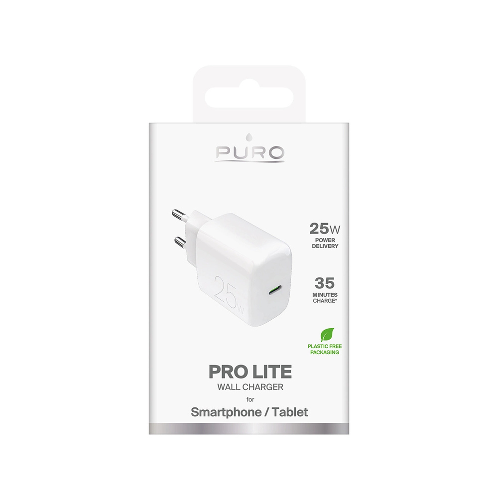 Puro „Daily Prolite“ 25 W USB-C maitinimo įkroviklis – baltos spalvos