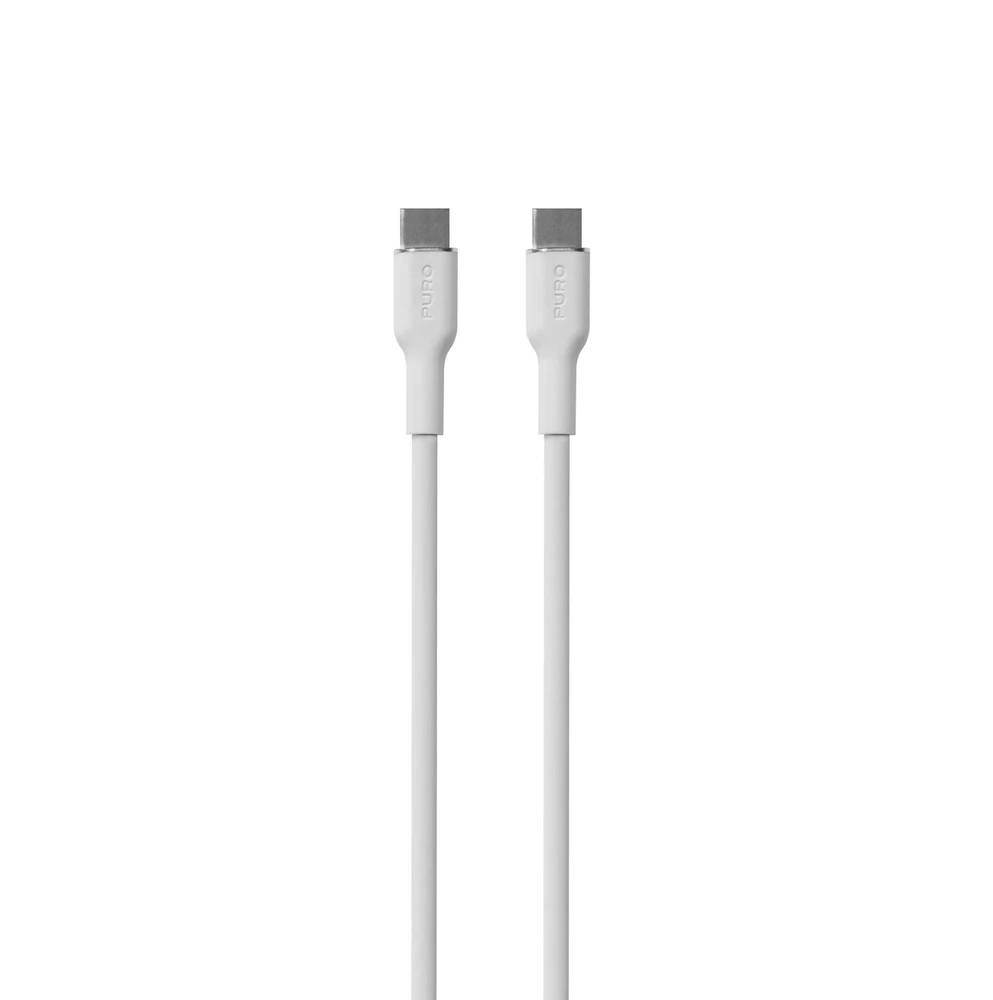 Puro Elektrik Puro Soft USB-C – USB-C 60W 1,5m silikoninis laidas – baltas