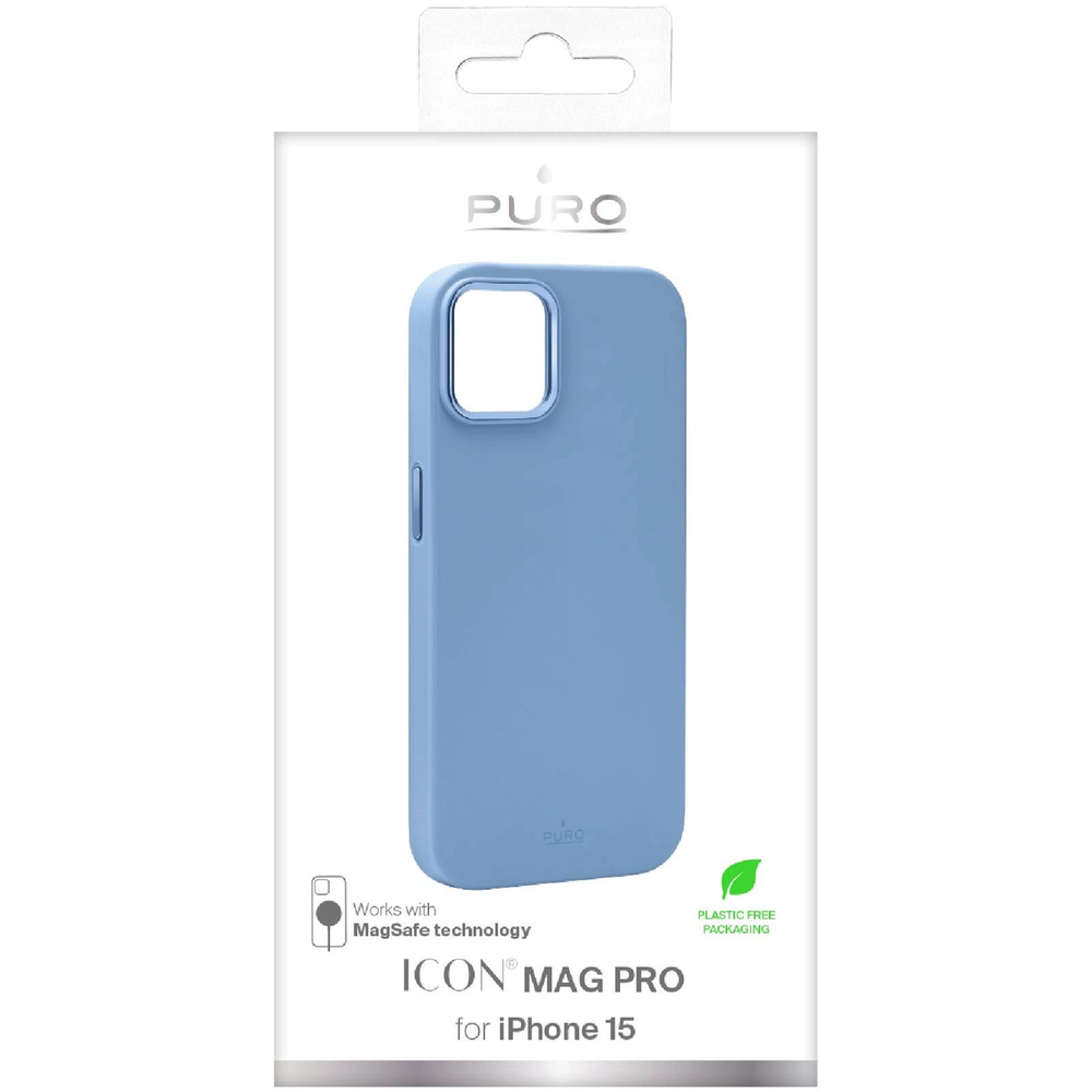Puro Icon Mag Pro MagSafe Silikoninis Apple iPhone 15 - Light dėklas telefonui mėlynos spalvos