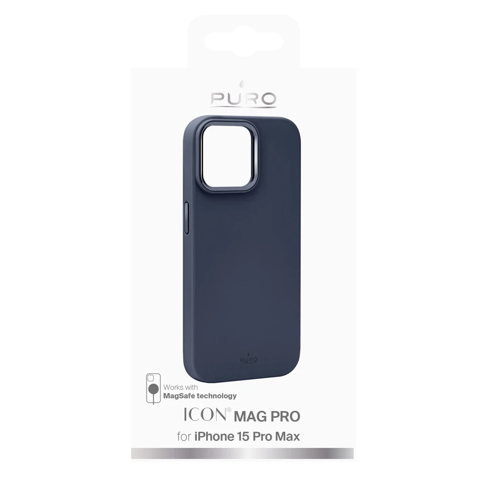 Puro Icon Mag Pro MagSafe Silikoninis Apple iPhone 15 Pro Max - Dark dėklas telefonui mėlynos spalvos