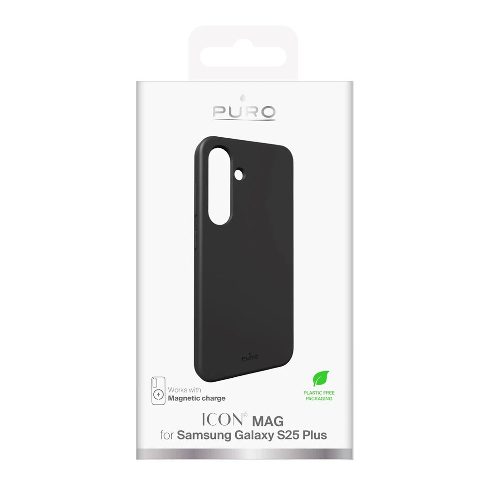 Puro Icon Mag Silicone with MagSafe Samsung Galaxy S25 Plus – dėklas telefonui juodos spalvos