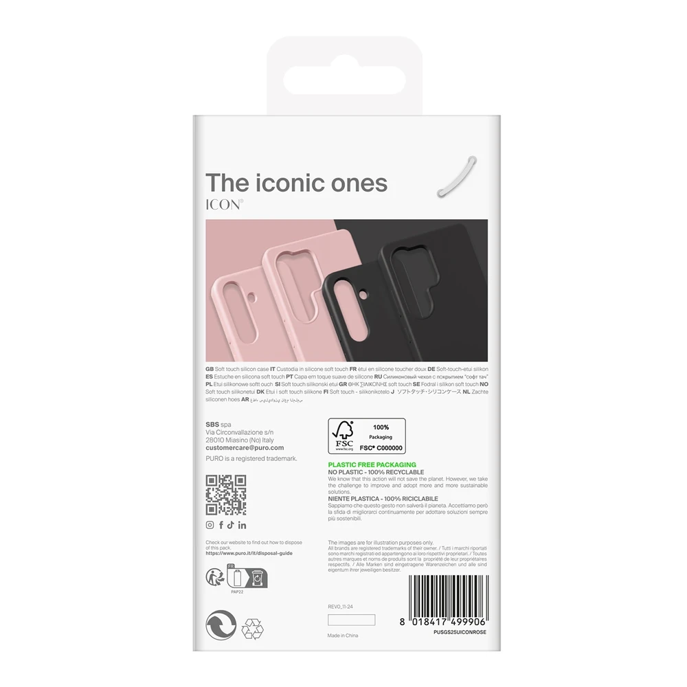 Puro Icon Silicone Samsung Galaxy S25 Plus – dėklas telefonui juodos spalvos