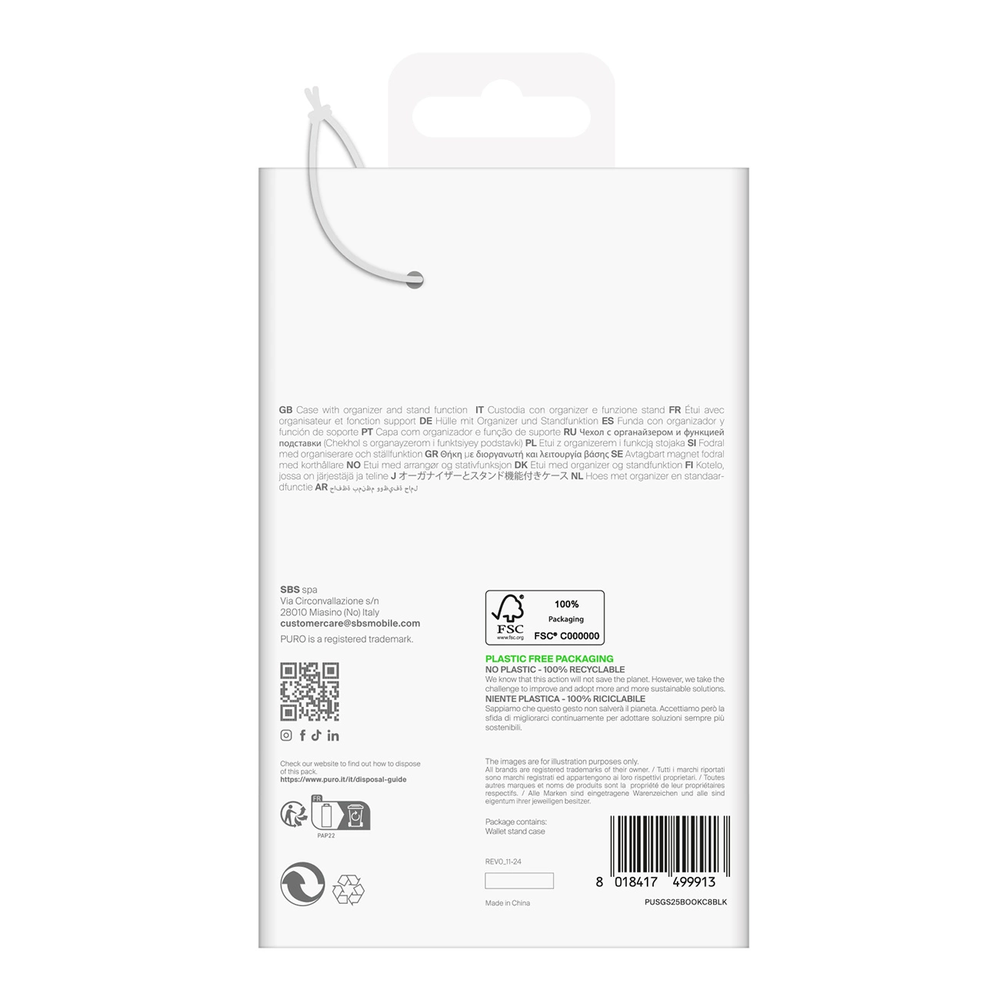Puro Booklet Samsung Galaxy S25 - dėklas telefonui juodos spalvos