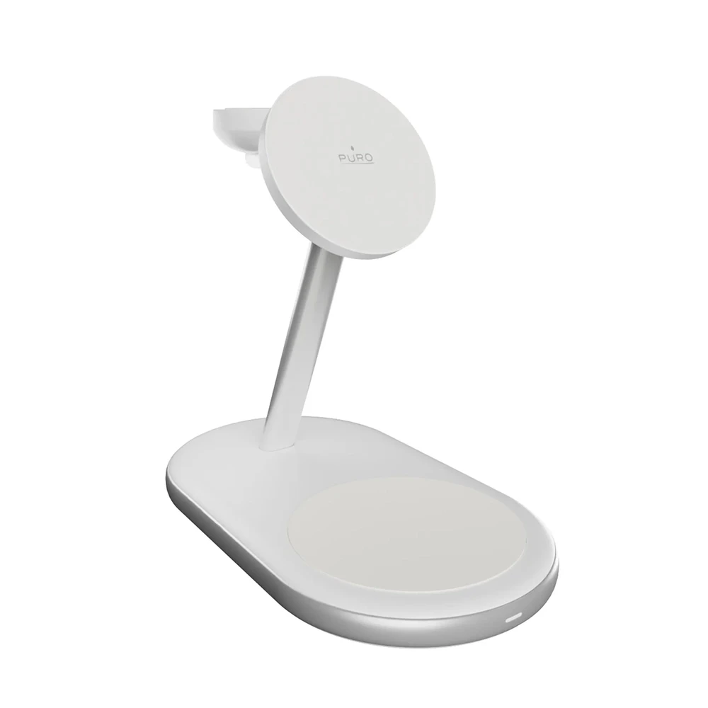 Puro „Mag Station Qi2 3-in-1“ belaidis įkroviklis, suderinamas su „MagSafe“ – Baltas