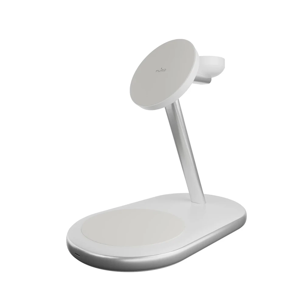 Puro „Mag Station Qi2 3-in-1“ belaidis įkroviklis, suderinamas su „MagSafe“ – Baltas