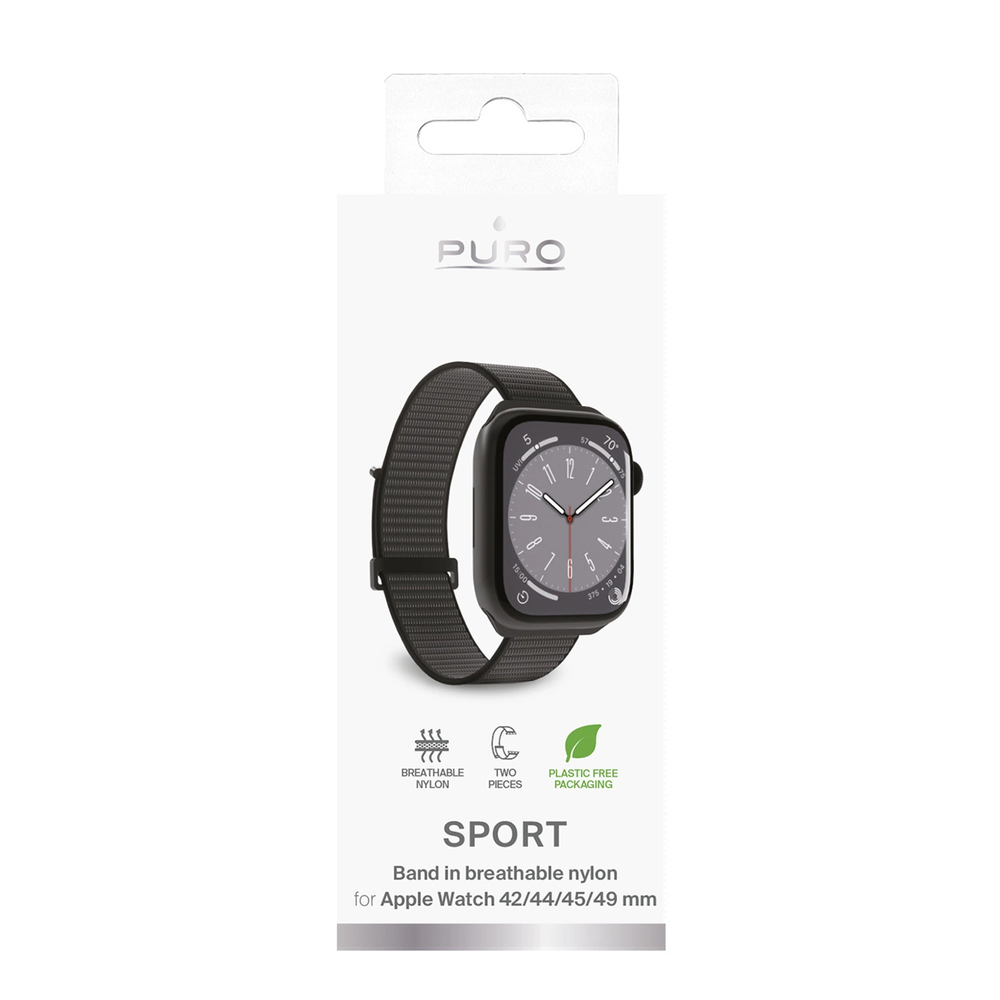 Puro ''SPORT'' nylon apyrankė Apple Watch 42-44-45-49mm. juodos spalvos