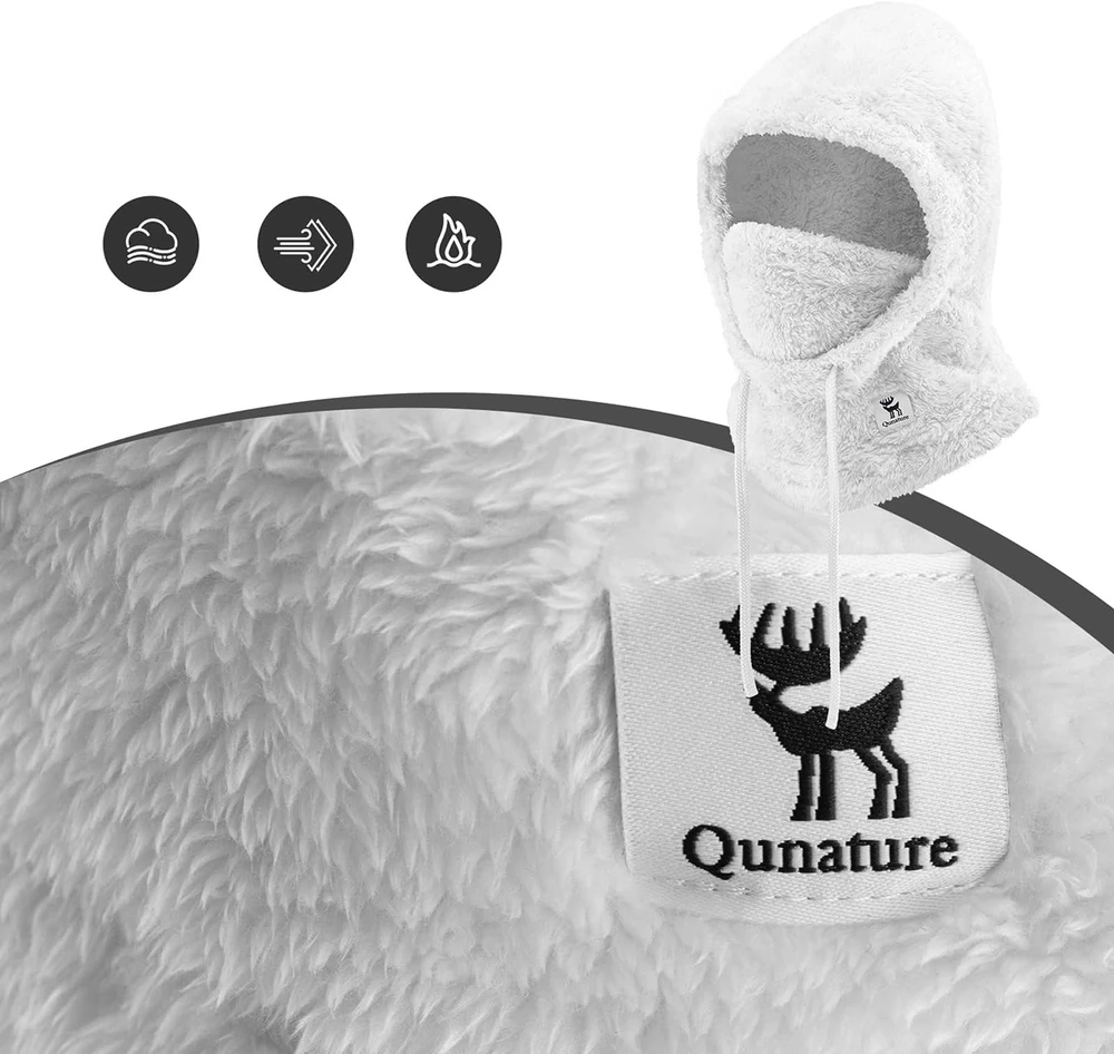 Qunature Arctic Velvet Ski Balaclava Size L – baltos spalvos