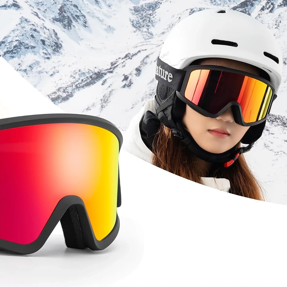 Qunature Baltas Ski Goggles Adults – Juodas