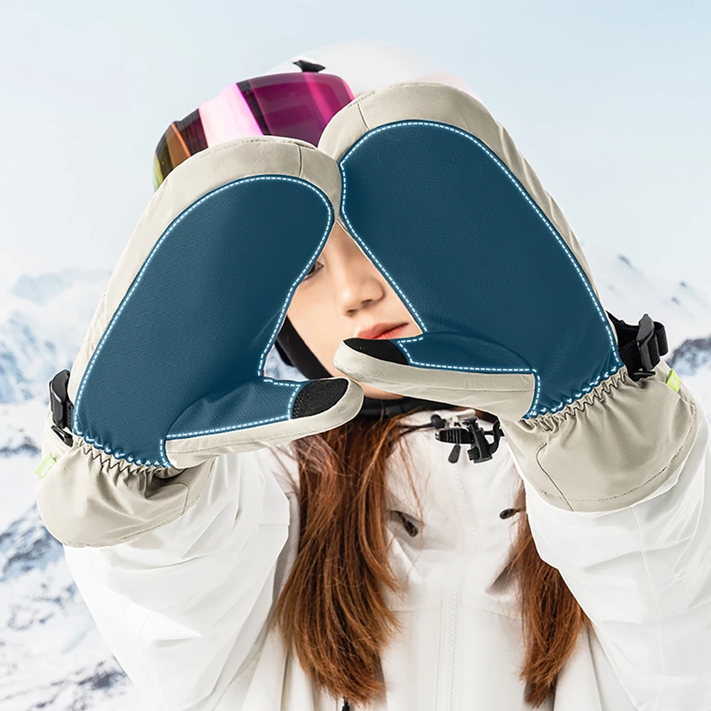 Qunature Full Length Ski Gloves Size L – šviesiai rudas