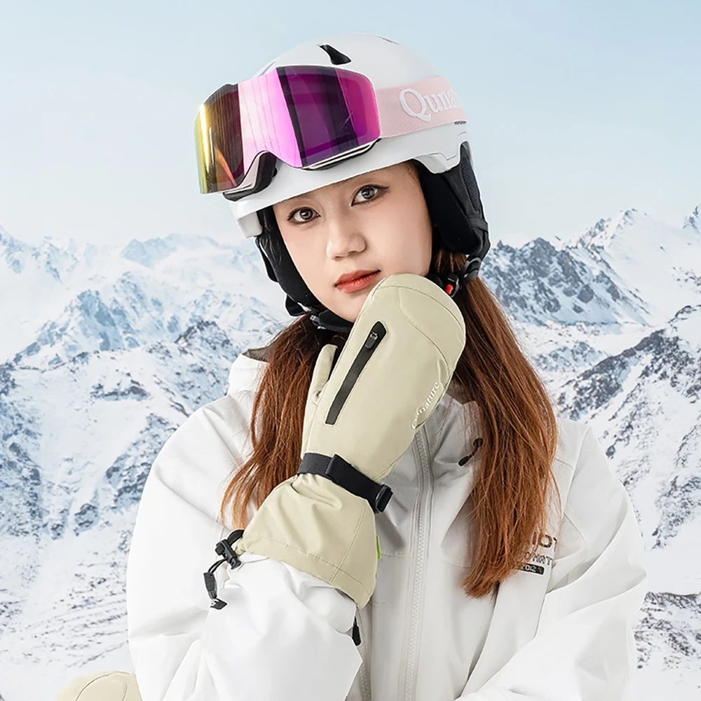 Qunature Full Length Ski Gloves Size L – šviesiai rudas