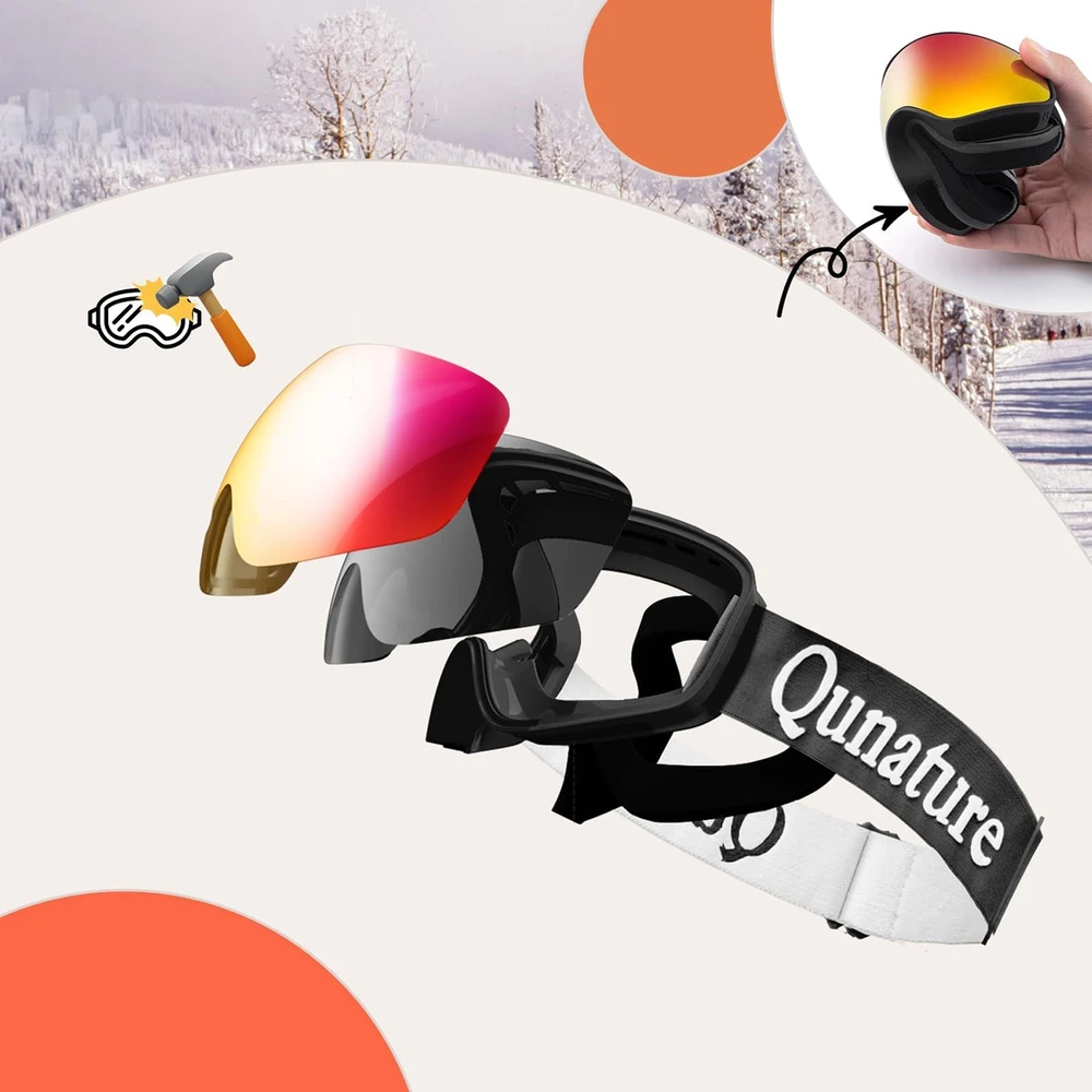Qunature Juodas Ski Goggles Kids (Size M/L) – Juodas