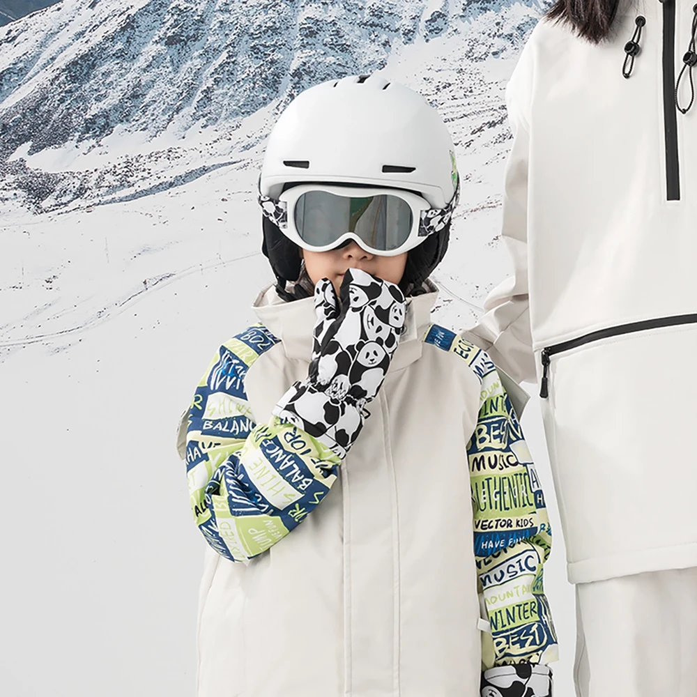 Qunature Panda Heat Transfer Ski Gloves Kids Size S – juodos ir baltos spalvos