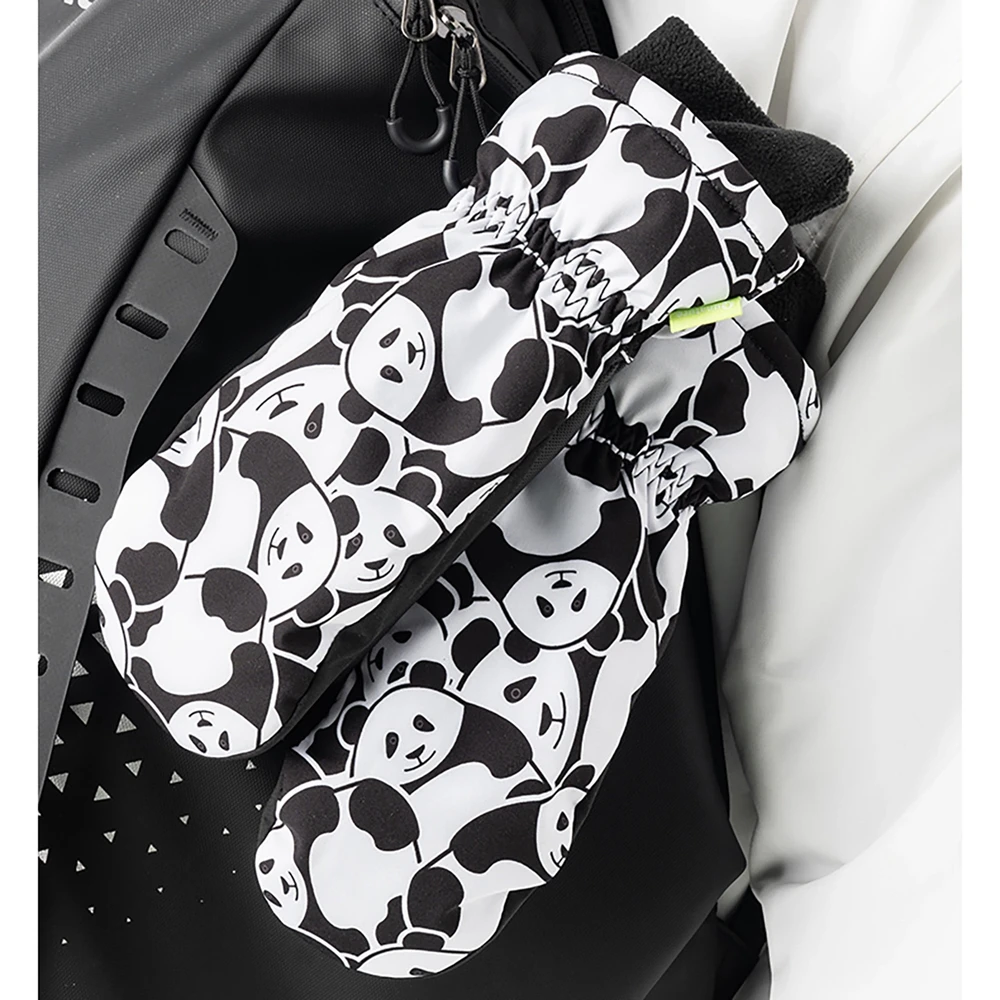 Qunature Panda Heat Transfer Ski Gloves Kids Size S – juodos ir baltos spalvos