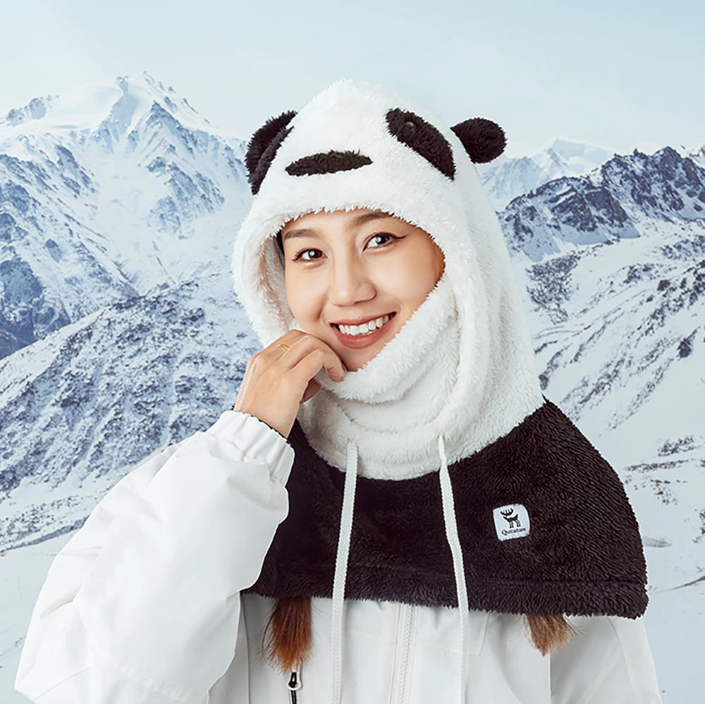 Qunature Panda Ski Balaclava for Kids/Adults Size L - Juodas/Baltas