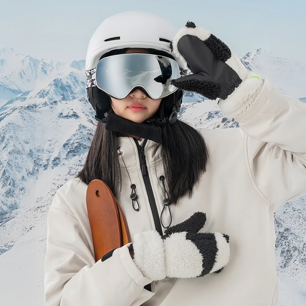 Qunature Panda Ski Gloves for Kids and Adults Size S – juodos ir baltos spalvos