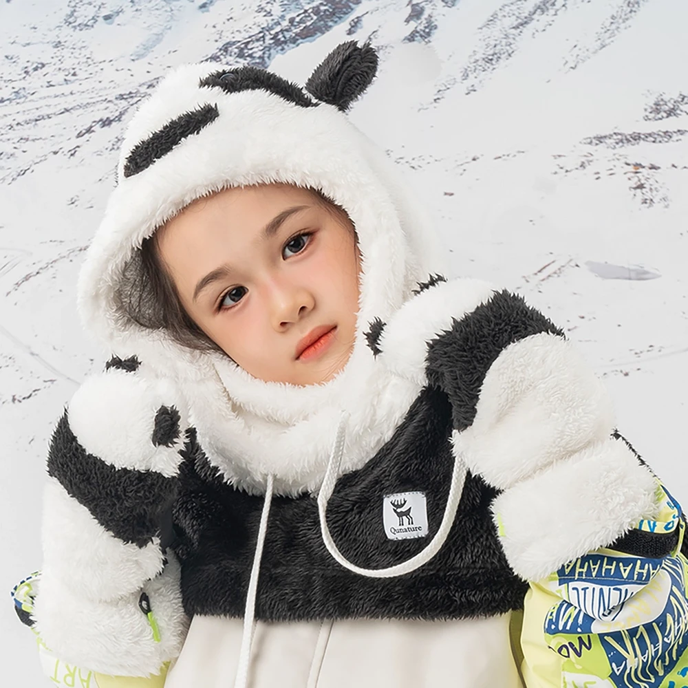 Qunature Panda Ski Gloves for Kids and Adults Size S – juodos ir baltos spalvos