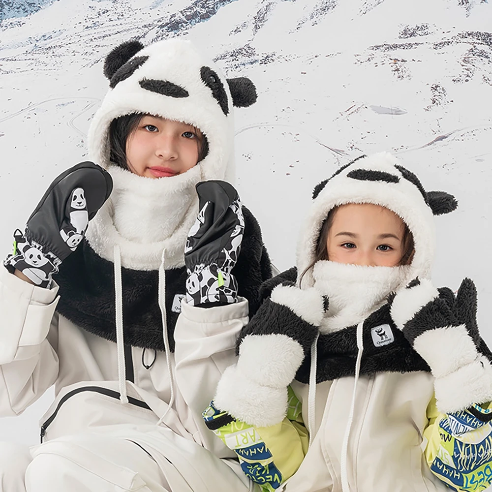 Qunature Panda Ski Gloves for Kids and Adults Size S – juodos ir baltos spalvos