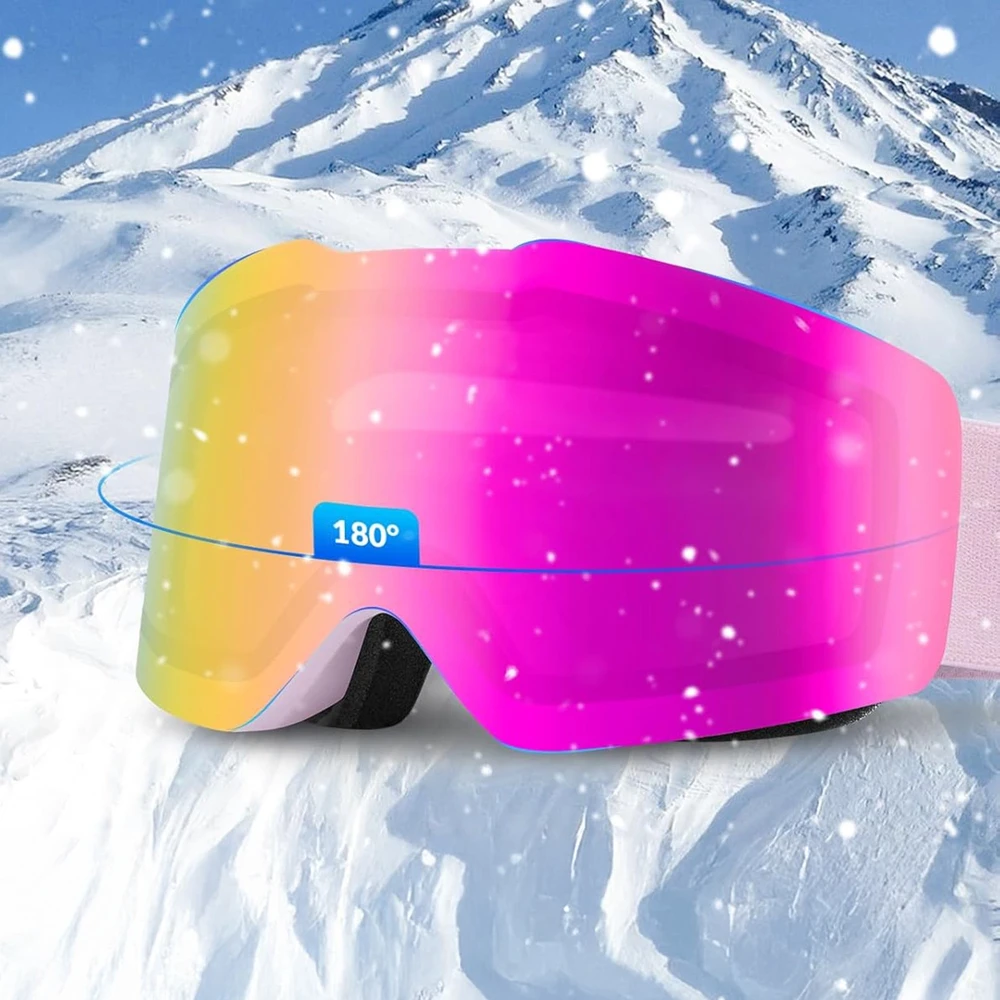 Qunature Rožinė Frameless Ski Goggles – Rožinė