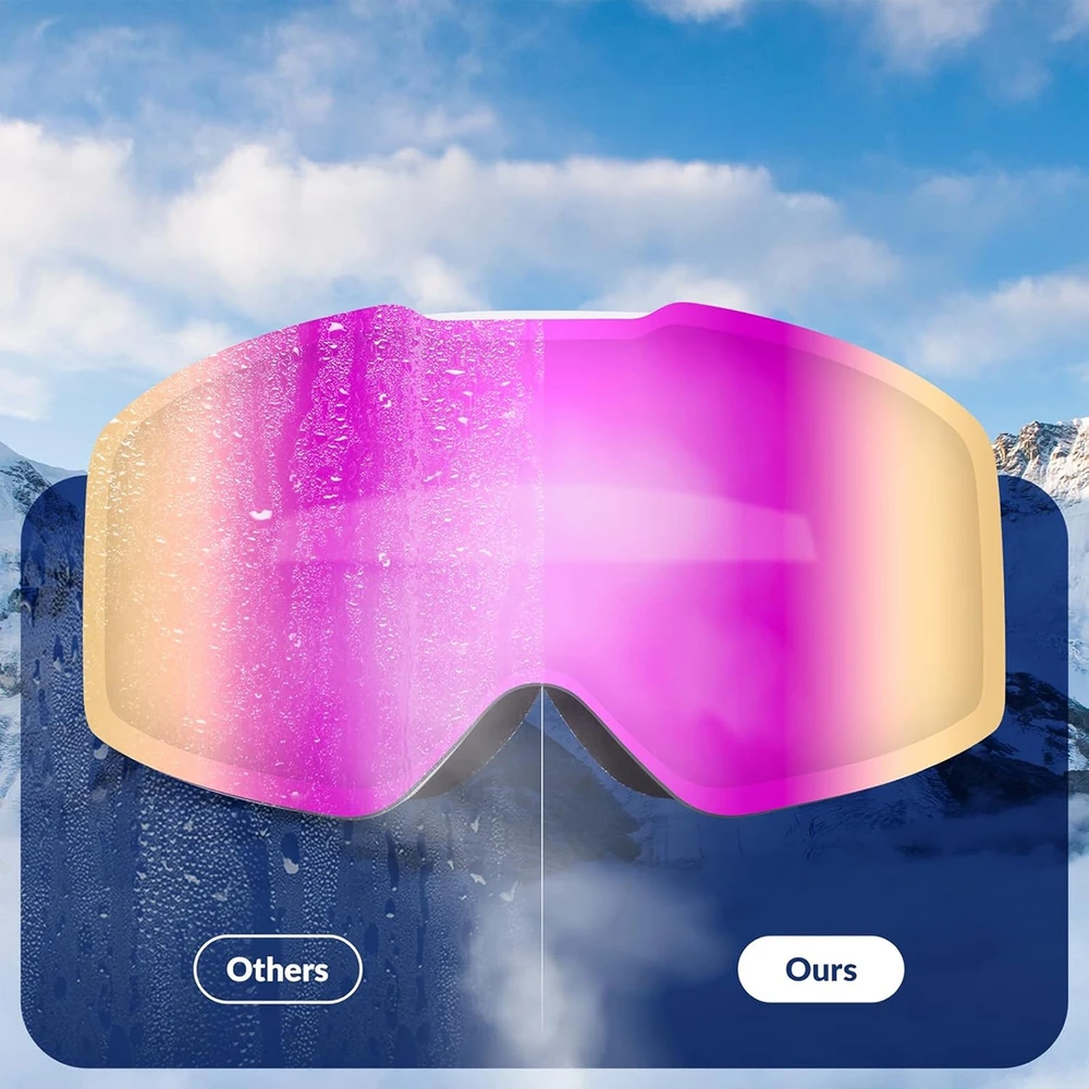 Qunature Rožinė Frameless Ski Goggles – Rožinė