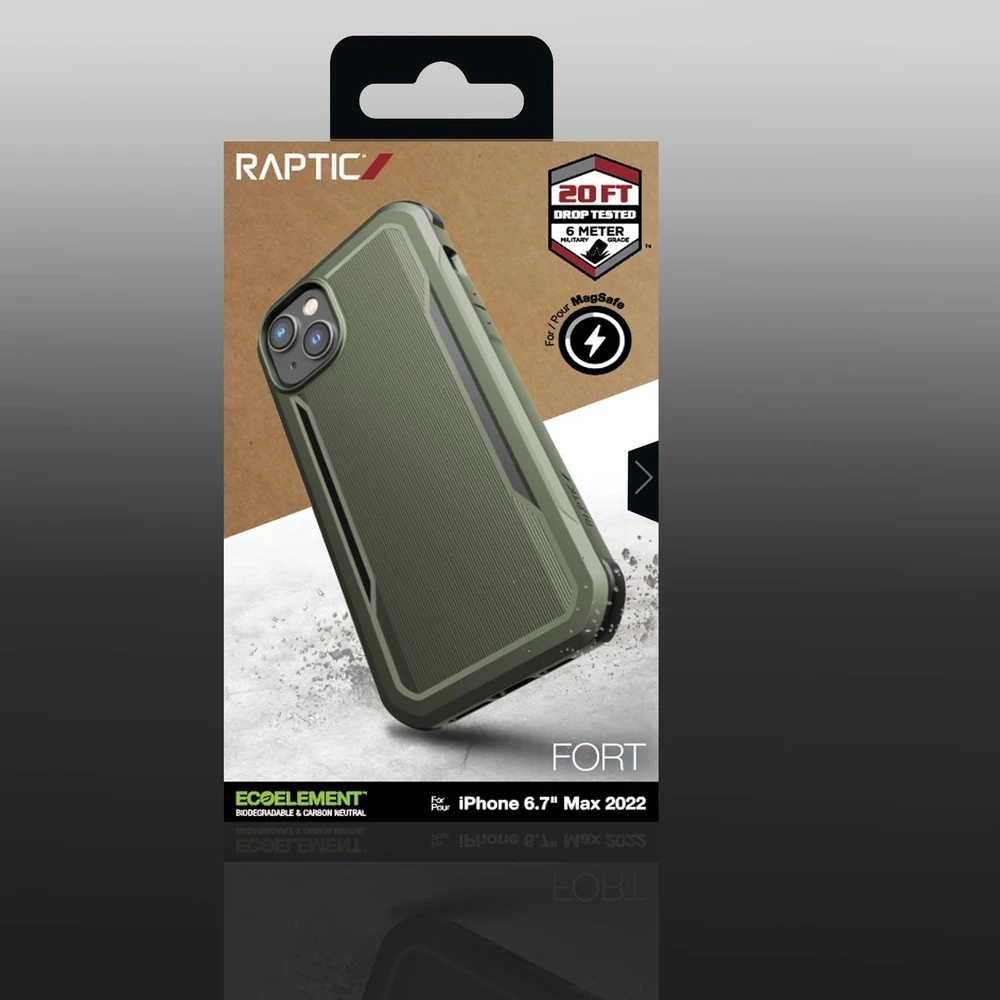 Raptic X-Doria Fort iPhone 14 Plus su MagSafe šarvuotas dėklas telefonui, žalios spalvos