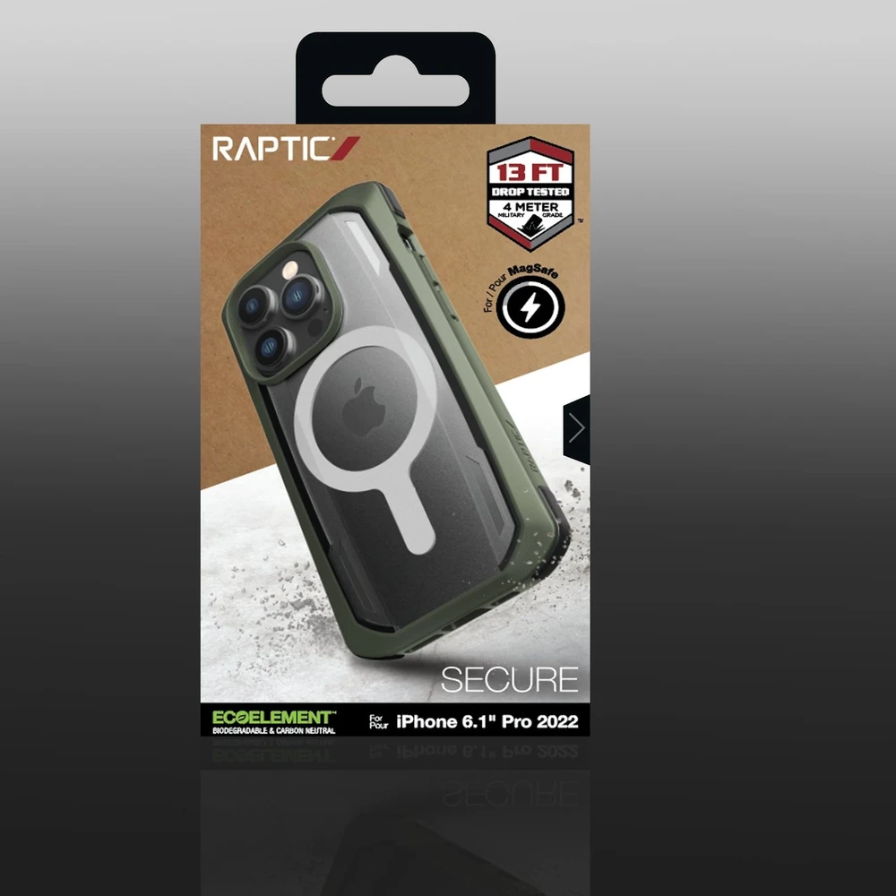 Raptic X-Doria Secure Apple iPhone 14 Pro su MagSafe armored dėklas telefonui žalios spalvos