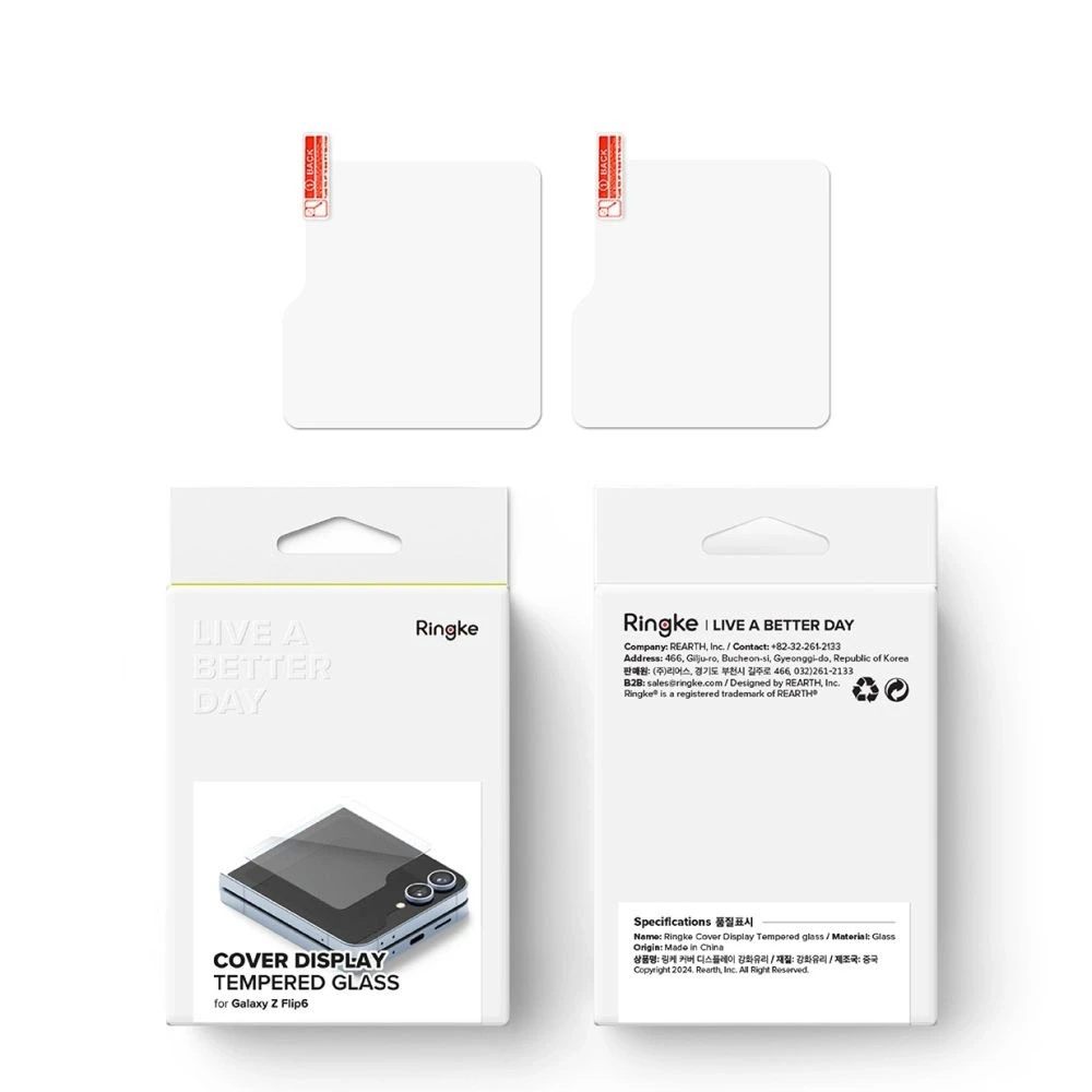 Apsauginis stiklas Samsung Galaxy Z Flip6 Ringke Cover Ekranas 2 vnt. skaidrus
