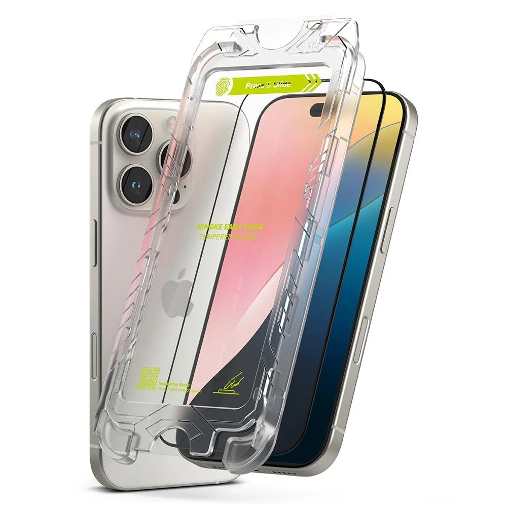 Apsauginis stiklas Apple iPhone 16 Pro Ringke Easy Slide 2 vnt. juodas